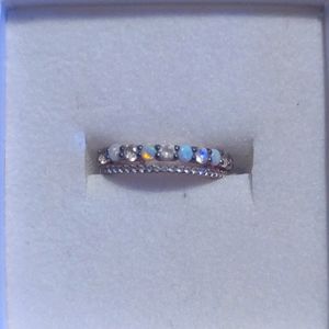 Opal and white sapphire ring